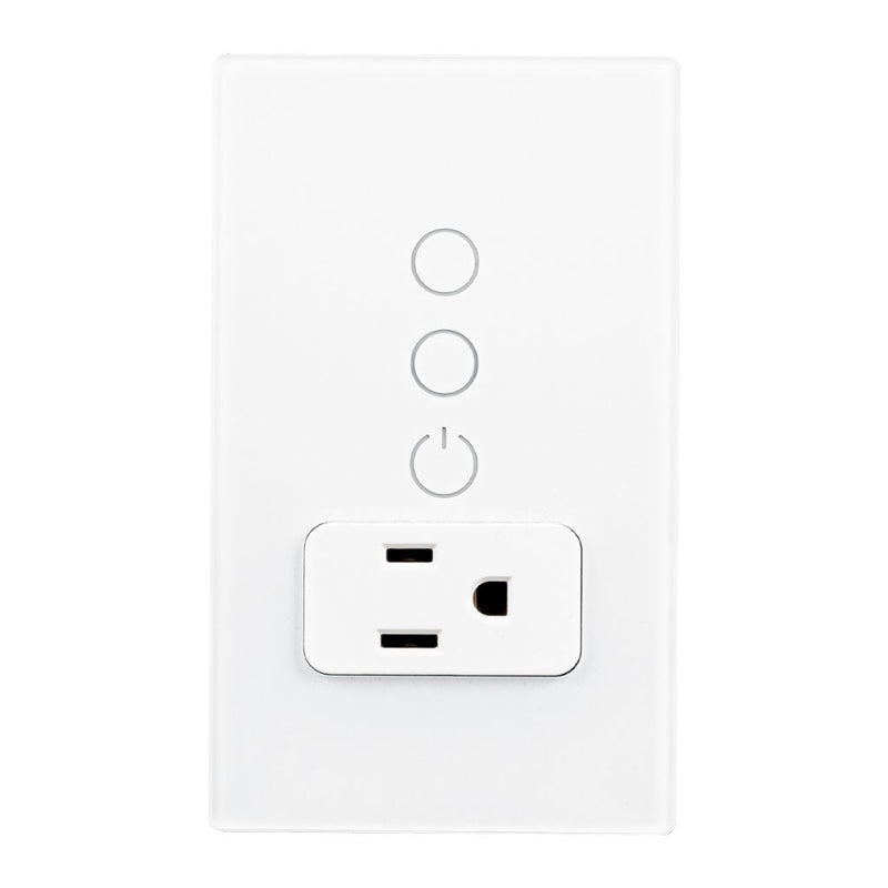 Interruptor Doble + Tomacorriente Smart WiFi opción acabado blanco o negro de ICON