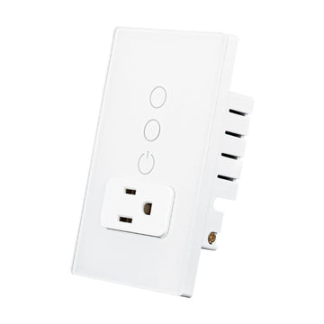 Interruptor Doble + Tomacorriente Smart WiFi opción acabado blanco o negro de ICON