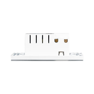 Interruptor Doble + Tomacorriente Smart WiFi opción acabado blanco o negro de ICON