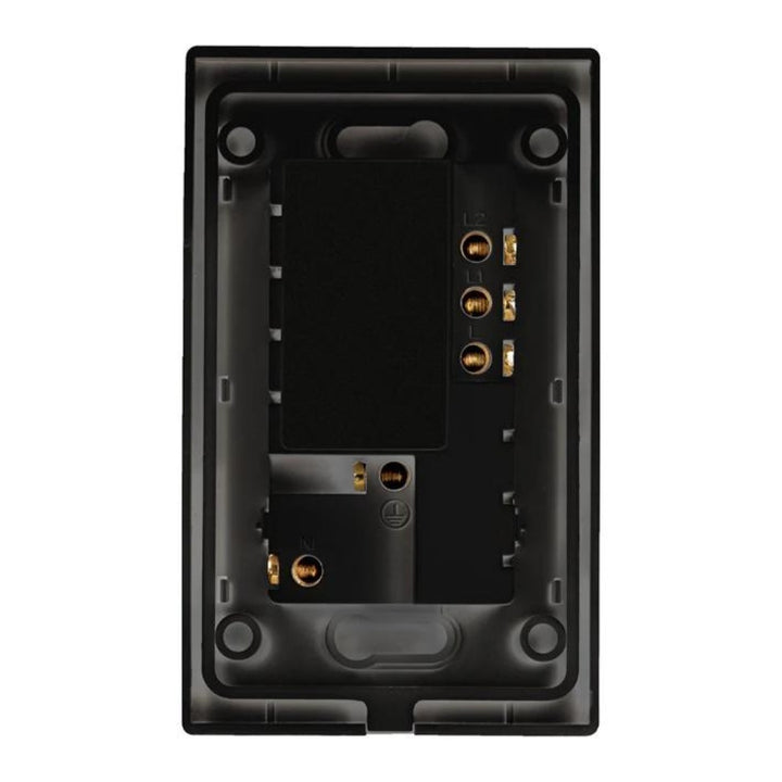 Interruptor Doble + Tomacorriente Smart WiFi opción acabado blanco o negro de ICON