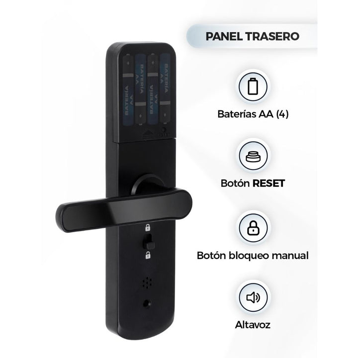 Cerradura larga Smart WiFi, con panel numérico, lector de huella, apartura remota y más... de ICON
