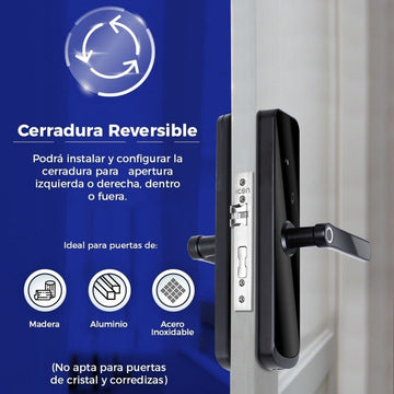 Cerradura larga Smart WiFi, con panel numérico, lector de huella, apartura remota y más... de ICON