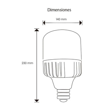 Foco Alta Potencia LED 50W E26/E40 100-240V opción luz cálida (3000K) o fría (6500K) transparente cuerpo aluminio de ICON