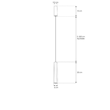 Luminario LuLi hexagonal acabado negro 20cm 5W 24° luz cálida (3000K), suspensión ajustable 0-200cm de línea Europea iLumileds