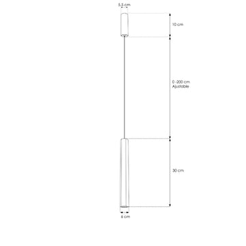Luminario LuLi hexagonal acabado negro 30cm 5W 24° luz cálida (3000K), suspensión ajustable 0-200cm de línea Europea iLumileds