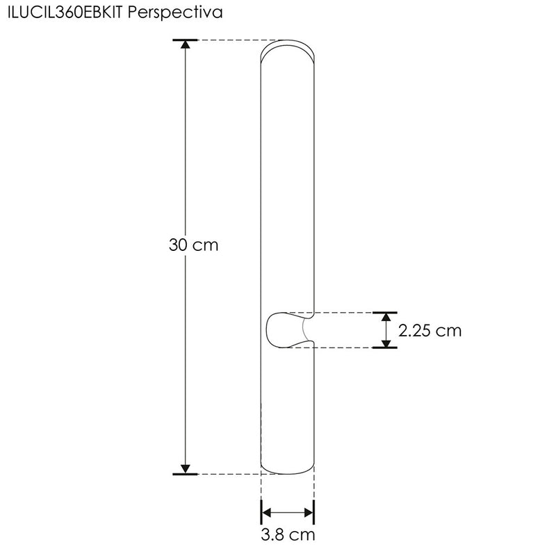 Soporte intermedio, cilíndrico para tira de LED tipo NEON, aluminio acabado negro de iLumileds