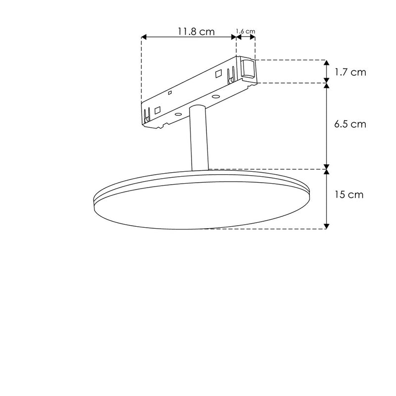 Luminario circular acabado negro luz indirecta 9W luz cálida (3000K) para riel magnético 48Vcc de iLumileds