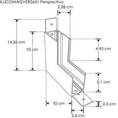 Cople 90° vertical acabado negro, incluye barras de metal y tornillos para riel ILUTMAG2651SS de iLumileds