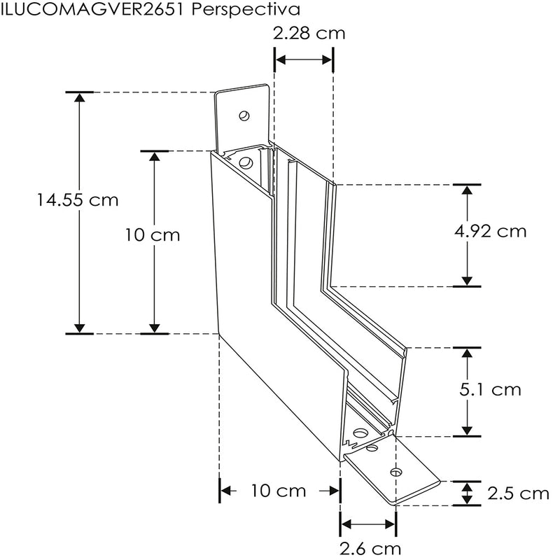 Cople 90° vertical acabado negro, incluye barras de metal y tornillos para riel ILUTMAG2651SS de iLumileds