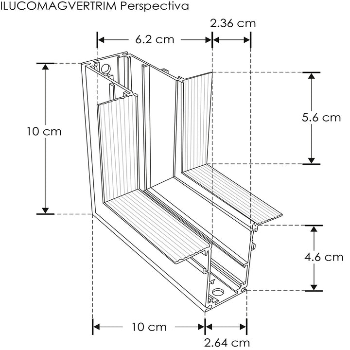 Cople 90° vertical acabado negro, incluye barras de metal y tornillos para riel ILUTMAG6246ETRIM de iLumileds