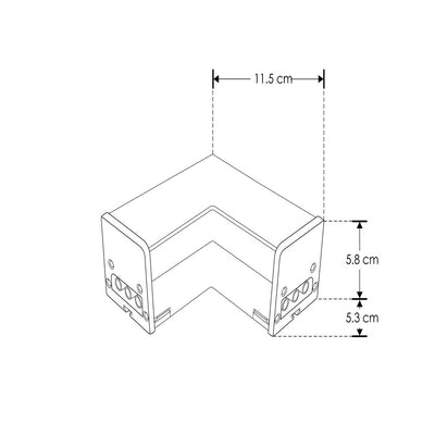 Cople de 90° iluminado, blanco neutro (4100K), 8W, aluminio acabado negro con cubierta de policarbonato difuso, para luminarios de la serie ILUINTG, 100 - 265 Vca, conexión horizontal de iLumileds