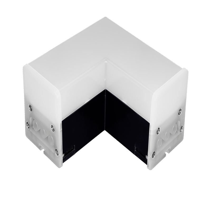 Cople de 90° iluminado, blanco neutro (4100K), 8W, aluminio acabado negro con cubierta de policarbonato difuso, para luminarios de la serie ILUINTG, 100 - 265 Vca, conexión horizontal de iLumileds