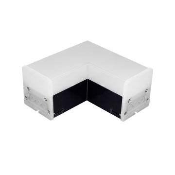 Cople de 90° iluminado, blanco cálido (3000K), 8W, aluminio acabado negro con cubierta de policarbonato difuso, para luminarios de la serie ILUINTG, 100 - 265 Vca, conexión horizontal de iLumileds