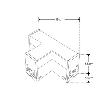 Cople en forma de T iluminado, blanco cálido (3000K), 10W, aluminio acabado negro con cubierta de policarbonato difuso, para luminarios de la serie ILUINTG, 100 - 265 Vca, conexión horizontal de iLumileds