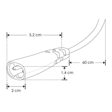 Conector macho con 60 cm de cable blanco para luminarios de la serie ILUINTWS (5.3 A máximo) de iLumileds