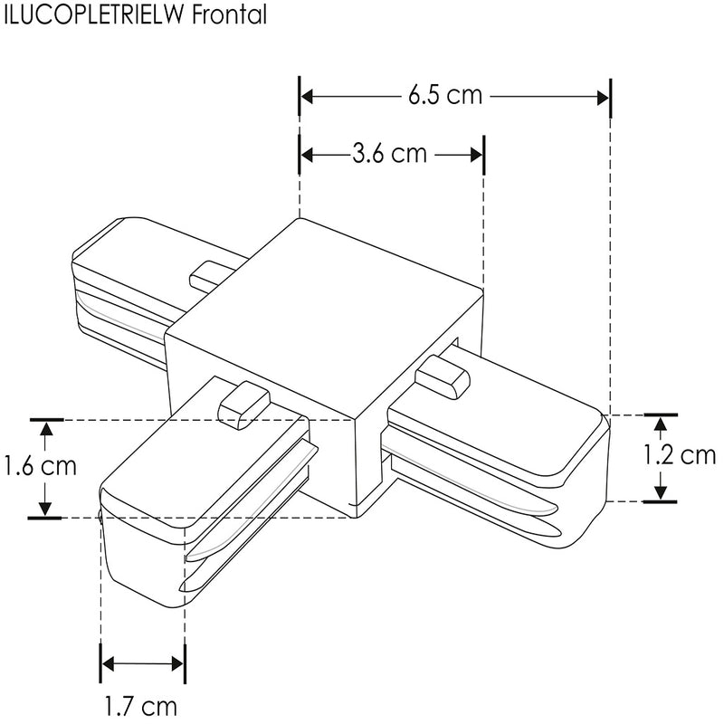 Conector en T acabado negro o blanco para riel electrificado de iLumileds