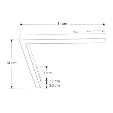 Luminario esquinero tipo flood en 24W 48V cambio de color de luz vía app o iterruptor físico de cálido a frío - 2700K - 4100K - 5500K, para riel magnético de iLumileds