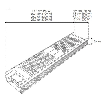 Fuente de poder atenuable 200W (160W máx.) 24V cc compatible con 5 modos: TRIAC, 0-10V, 1-10V, PWM y potenciómetro de iLumileds