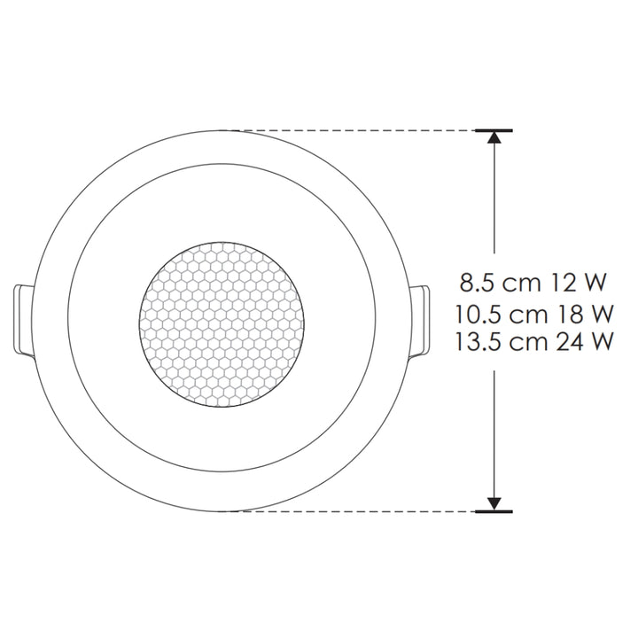 Downlight 12W 60° con louver CRI90 (Ø 8.5cm), cambio de color de luz con switch (cáido 3000K - neutro 4000K - frío 6000K) 85-277V de iLumileds
