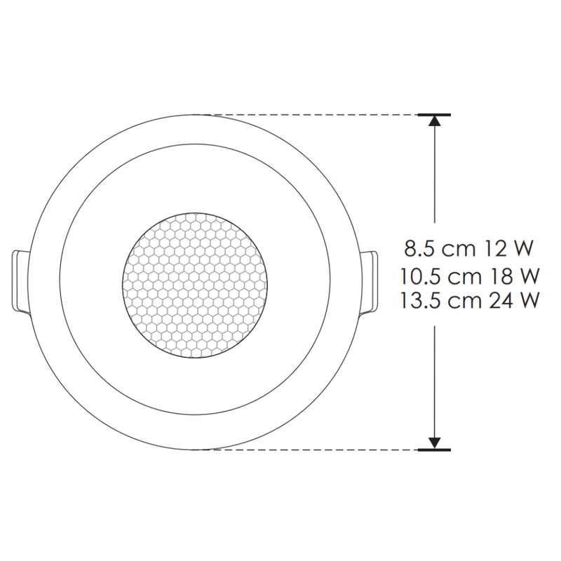 Downlight 12W 60° con louver CRI90 (Ø 8.5cm), cambio de color de luz con switch (cáido 3000K - neutro 4000K - frío 6000K) 85-277V de iLumileds