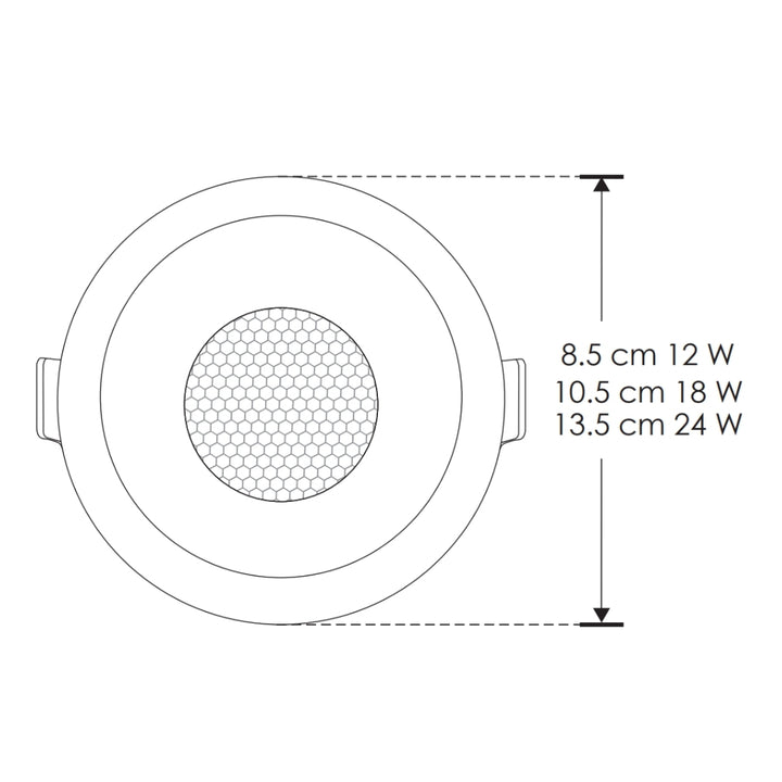 Downlight 18W 60° con louver CRI90 (Ø 10.5cm), cambio de color de luz con switch (cáido 3000K - neutro 4000K - frío 6000K) 85-277V de iLumileds