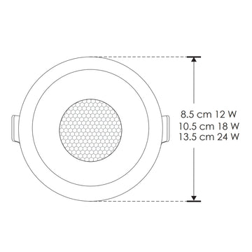 Downlight 24W 60° con louver CRI90 (Ø 13.5cm), cambio de color de luz con switch (cáido 3000K - neutro 4000K - frío 6000K) 85-277V de iLumileds
