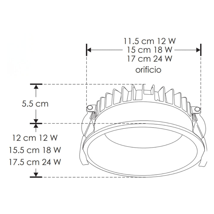 Downlight bajo deslumbramiento 18W (Ø 15.5cm) color de luz cálido (3000K) o Neutro (4100K) 85-265V, fabricado en aluminio acabado blanco de iLumileds