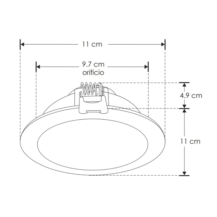 Downlight atenuable 6W 110-130V opciones color de luz fabricado en policarbonato apto para zonas húmedas de iLumileds