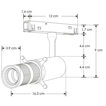 Luminario elipsoidal dirigible con cortadores de luz , ángulo ajustable 10° a 50° 10W 3000K para riel magnético de iLumileds