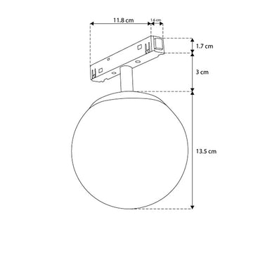 Luminario esfera de policarbonato 6W luz cálida (3000K) para riel magnético 48Vcc de iLumileds