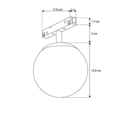 Luminario esfera de policarbonato 6W luz cálida (3000K) para riel magnético 48Vcc de iLumileds