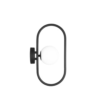 Luminario arbotante Sharú, con esfera de luz base G9 acabado negro de línea Europea iLumileds