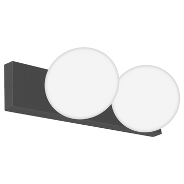 Luminario doble esfera de policarbonato opalino 14W luz cálida, base negra para muro de iLumileds