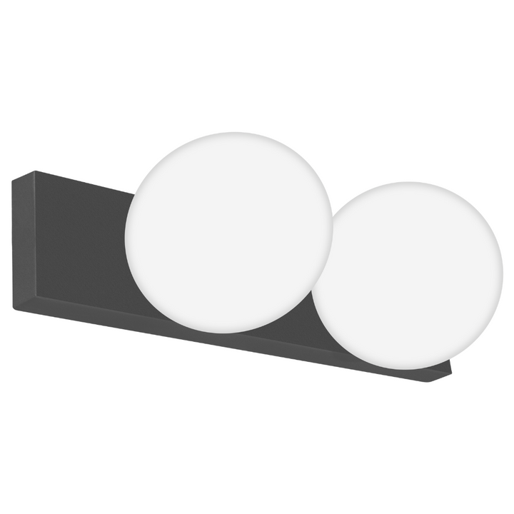 Luminario doble esfera de policarbonato opalino 14W luz cálida, base negra para muro de iLumileds