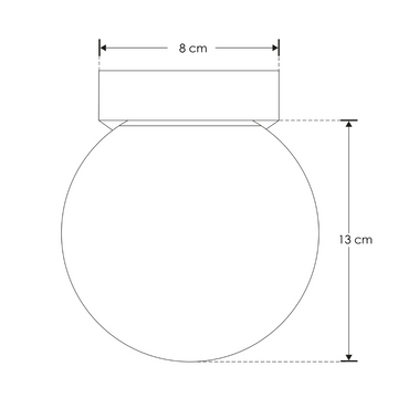 Luminario esférico de policarbonato opalino 7W luz cálida, base negra en L para muro de iLumileds