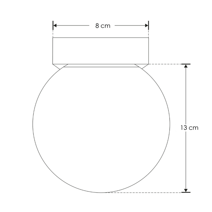 Luminario esférico de policarbonato opalino 7W luz cálida, base negra en L para muro de iLumileds