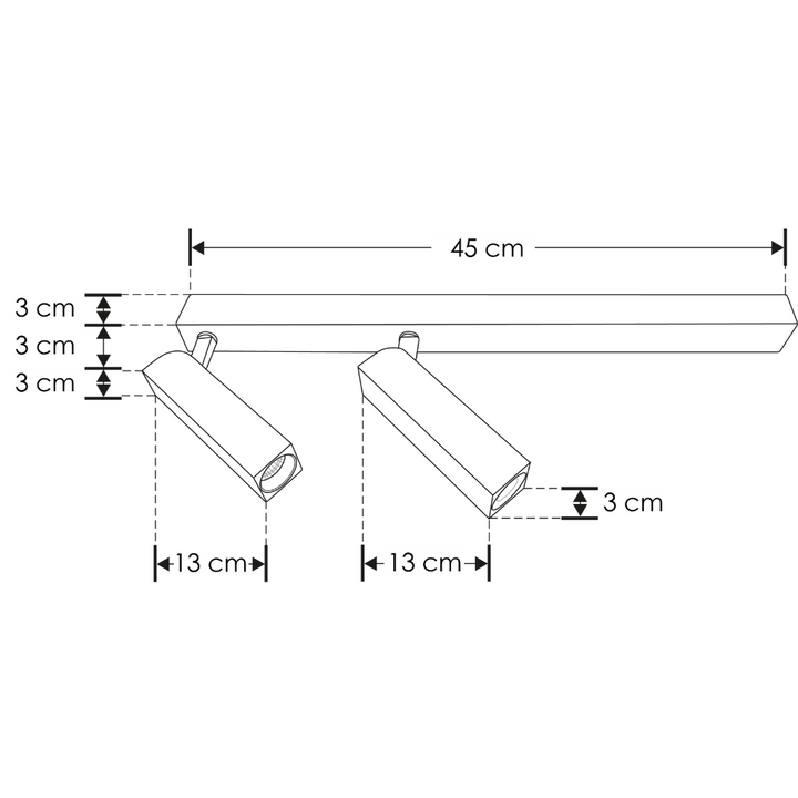Luminario sobreponer doble cabeza lineal dirigible 10W 38° luz cálida acabado negro de iLumileds
