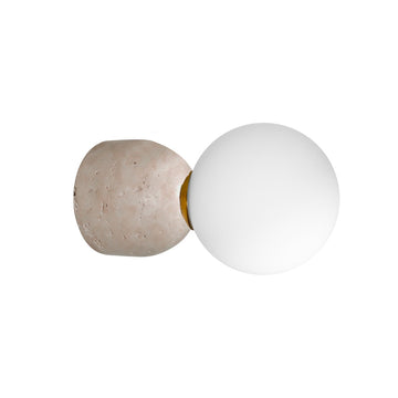 Luminario arbotante, Dolmiti Travertino 90 con esfera de cristal con base G9, fabricado en Travertino acabado beige, apto para zonas húmedas de línea Europea iLumileds