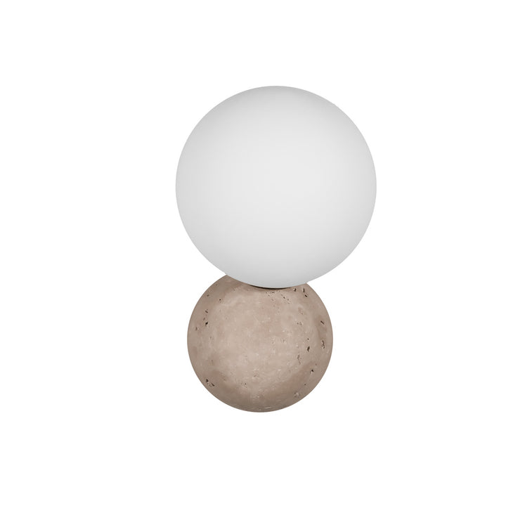 Luminario arbotante, Dolmiti Travertino 45 con esfera de cristal con base G9, fabricado en Travertino acabado beige, apto para zonas húmedas de línea Europea iLumileds