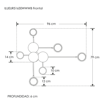 Luminario decorativo contemporaneo en efecto simétrico luz indirecta 30w luz cálida acabado negro de iLumileds