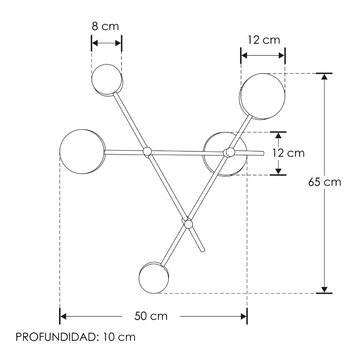 Luminario decorativo contemporaneo en A efecto simétrico luz indirecta 27w luz cálida acabado negro de iLumileds