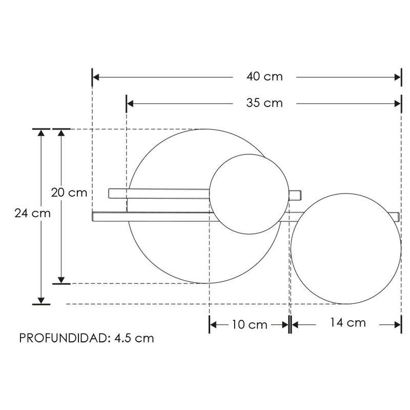 Luminario decorativo contemporaneo en efecto simétrico luz indirecta 14w luz cálida acabado dorado / negro / blanco de iLumileds