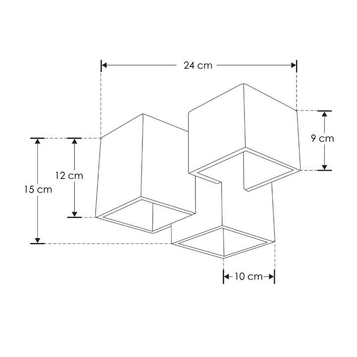 Luminario sobreponer triple cubos asimétrico bajo deslumbramiento de Yeso con 3 bases GU10 de iLumileds