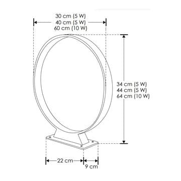 Bolardo aro de luz Gropi  10W luz cálido Ø60cm, de alumino acabado gris con acrílico difuso anti-reflejante, 100-240V de iLumileds