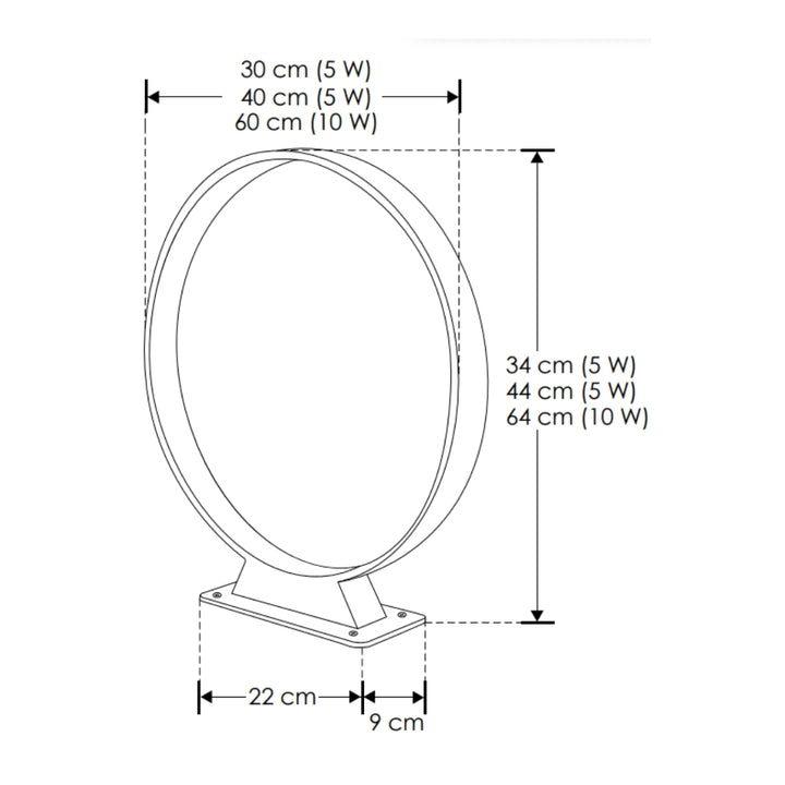 Bolardo aro de luz Gropi  10W luz cálido Ø60cm, de alumino acabado gris con acrílico difuso anti-reflejante, 100-240V de iLumileds