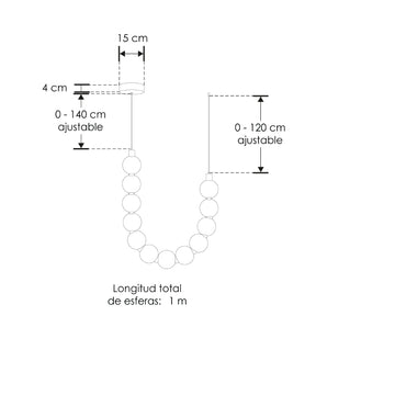 Luminario Berni para suspender de esferas de luz, longitud de esferas 1m + suspensión 0 - 140cm y 0 - 120cm de línea Europea iLumileds