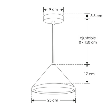 Luminario Vendeve suspender cónico de yeso base E27 acabado gris o blanco de iLumileds