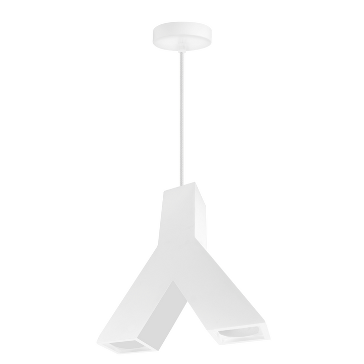 Luminario Dufy suspender doble salida de yeso base GU10 acabado gris o blanco de iLumileds