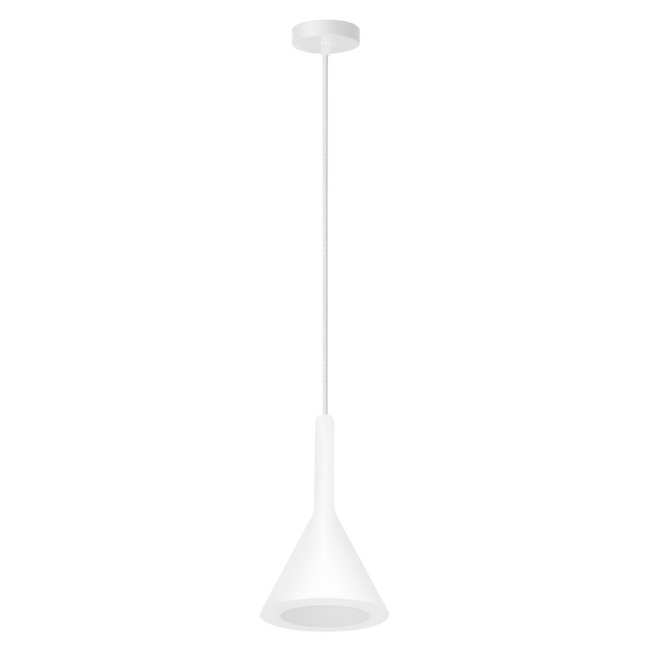 Luminario Lutréc suspender cónico largo de yeso base E27 acabado gris o blanco de iLumileds