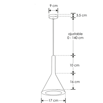 Luminario Lutréc suspender cónico largo de yeso base E27 acabado gris o blanco de iLumileds